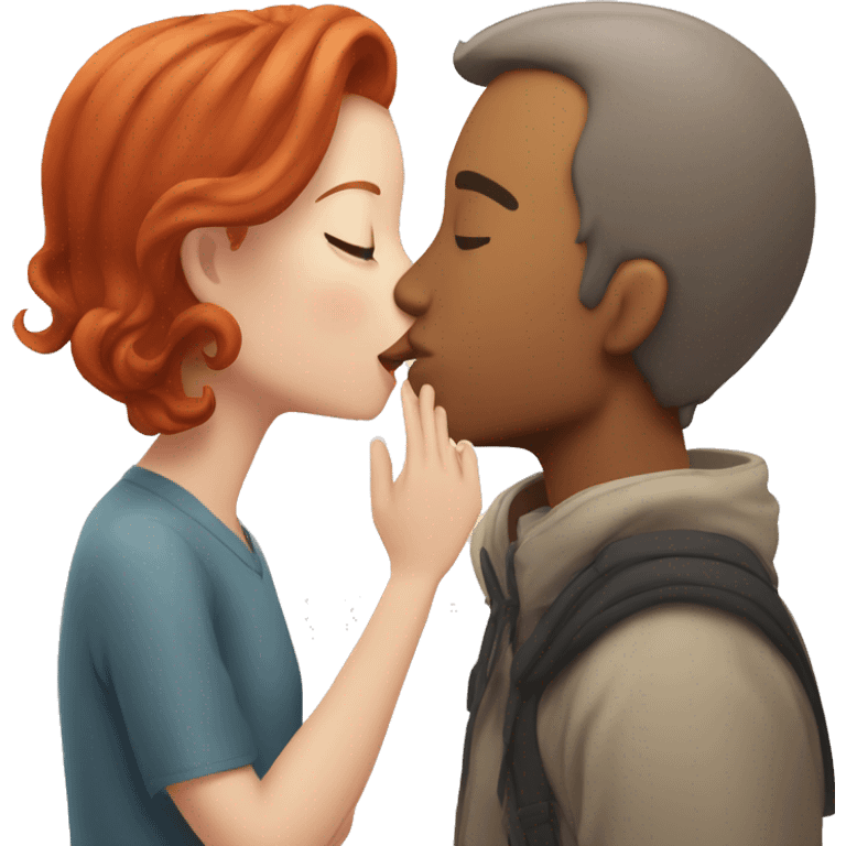 Redhead Girl Kissing japanese man  emoji