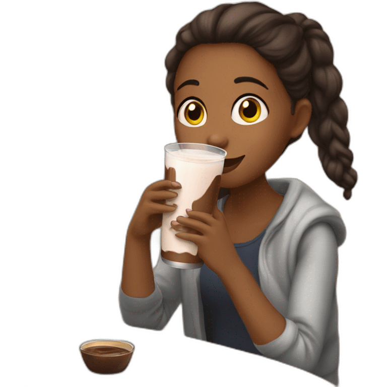 Girl drinking chocolate milk emoji