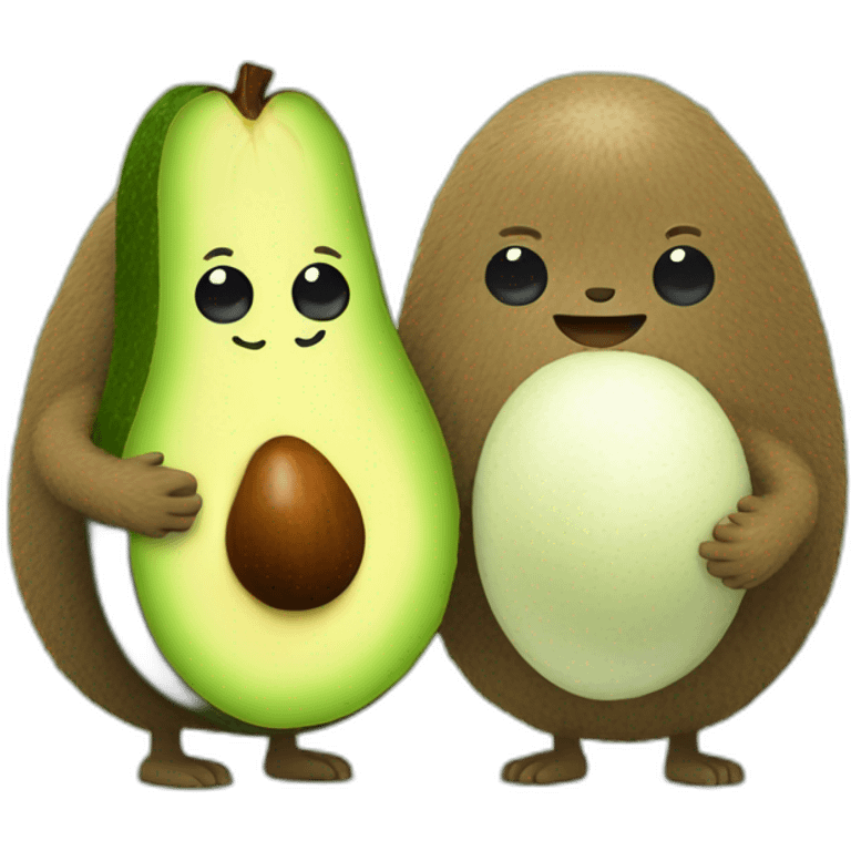 Kiwi and avocado holding hands emoji