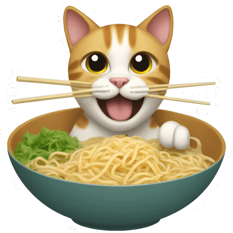 Cat eating noodles emoji