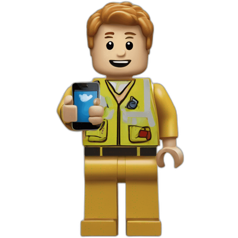 lego man holding an iphone emoji