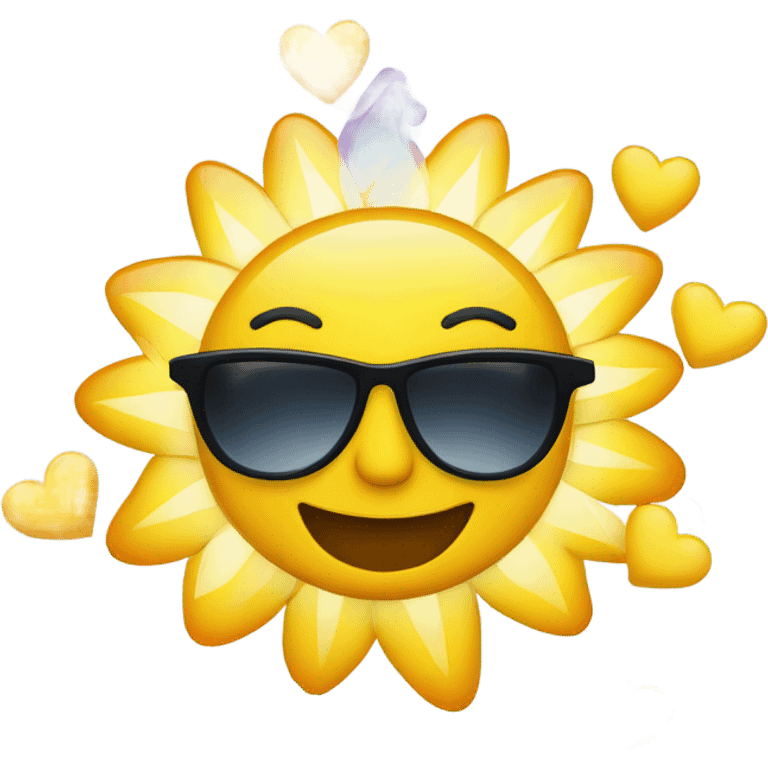 Sun with sunglasses and emoji fun emoji