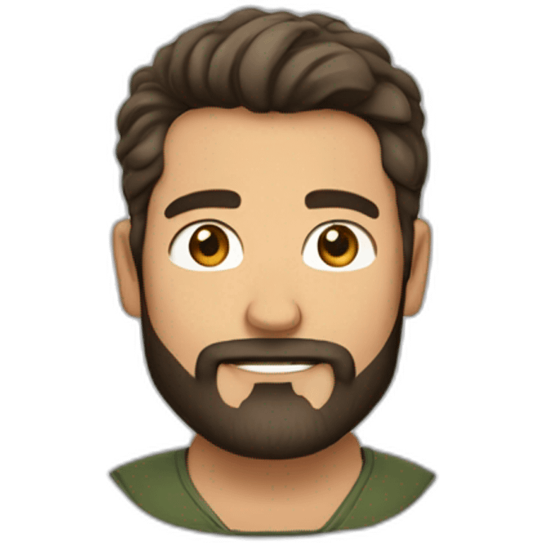 hombre, moreno, barba de candado, cabello corto emoji