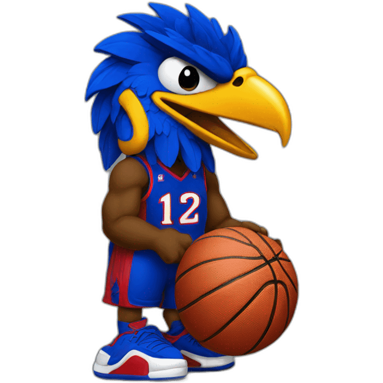 jayhawk mascot holding basketball emoji