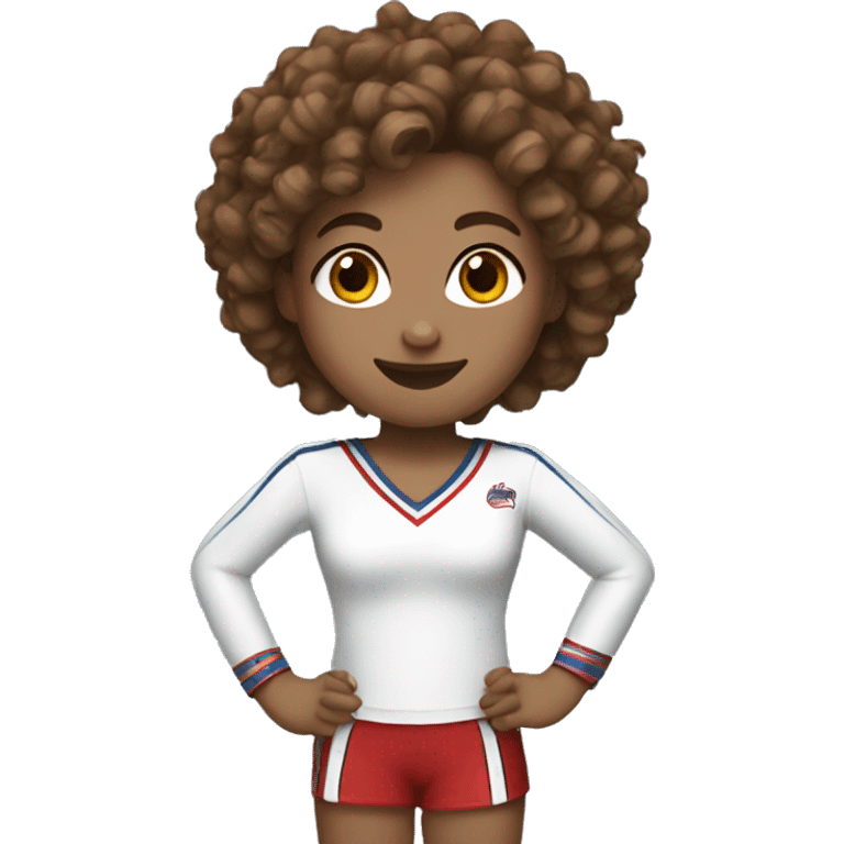 cheerleading with brown curly hair and fair skin emoji