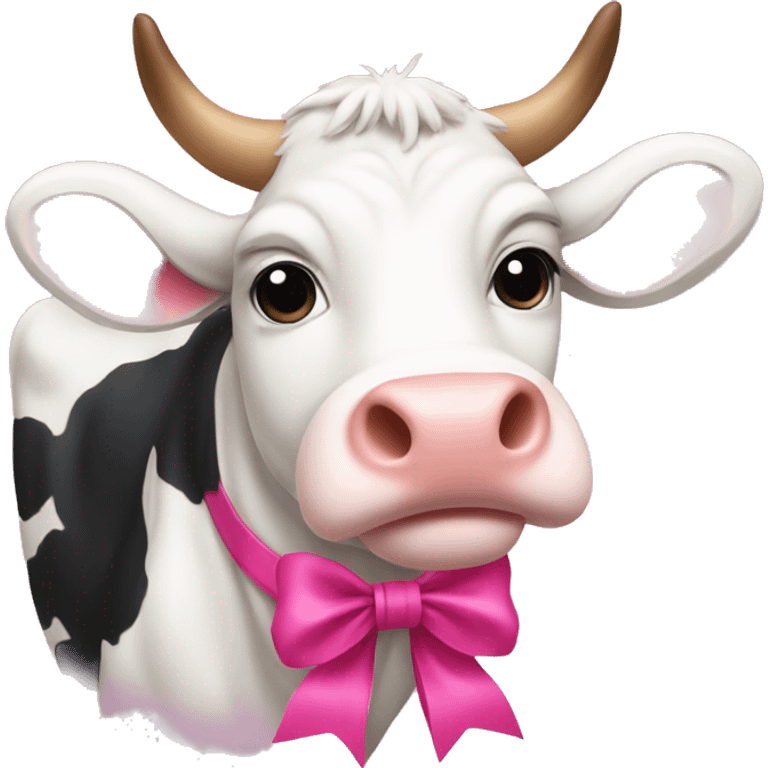 A cow with a pink bow emoji