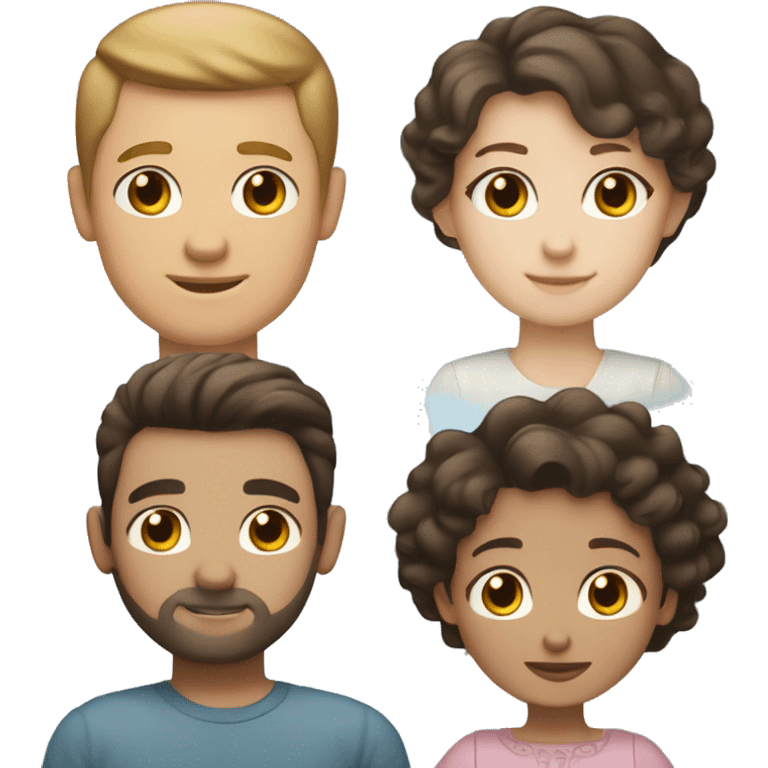 Dark hair light skin pale blue eye man, dark hair pale light skin brown eye woman, light brown hair white skin little girl  all together as a FAMILY emoji