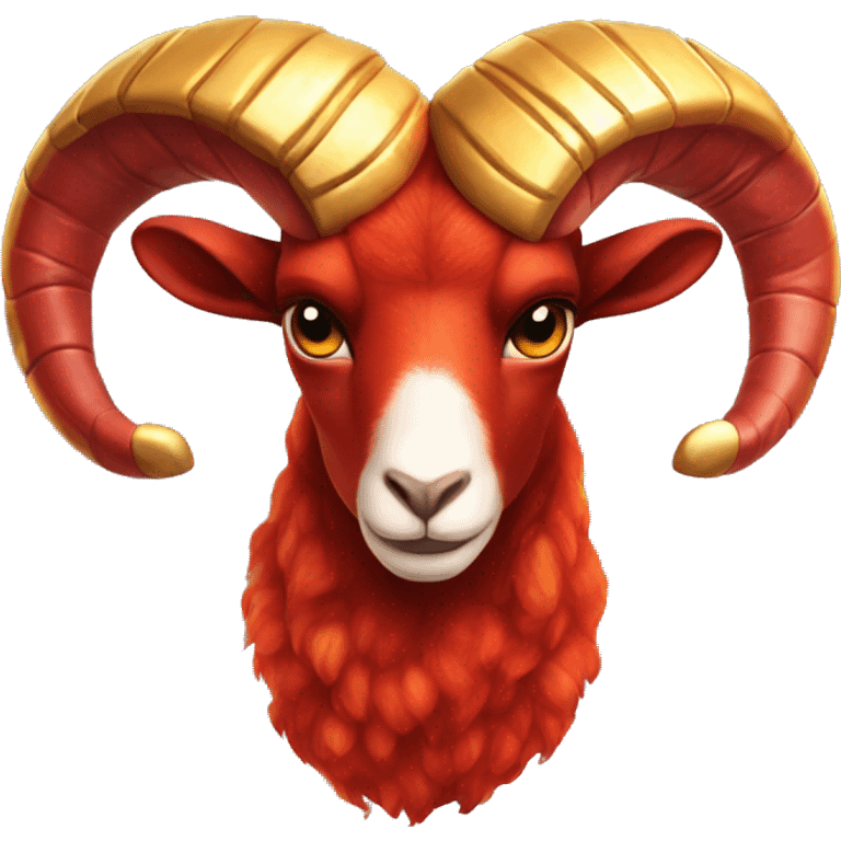 Realistic fire red ram fire flaming red hot fire fur gold horns Aries emoji