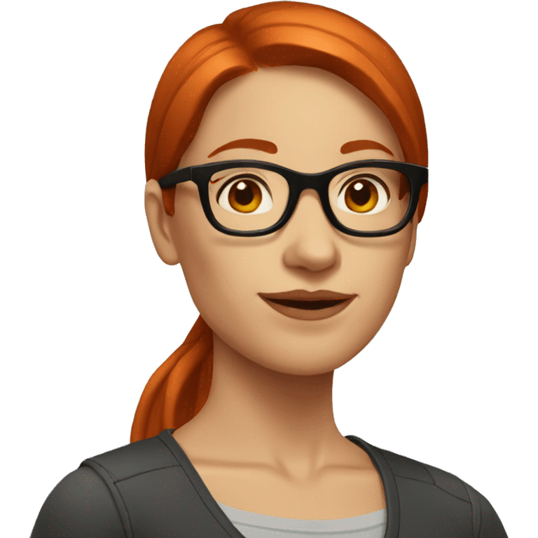 shortstraight red hair, glasses slim mid thirties woman emoji