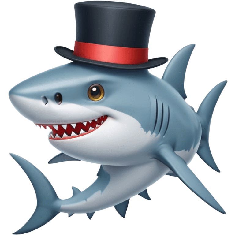 Shark with a top hat emoji