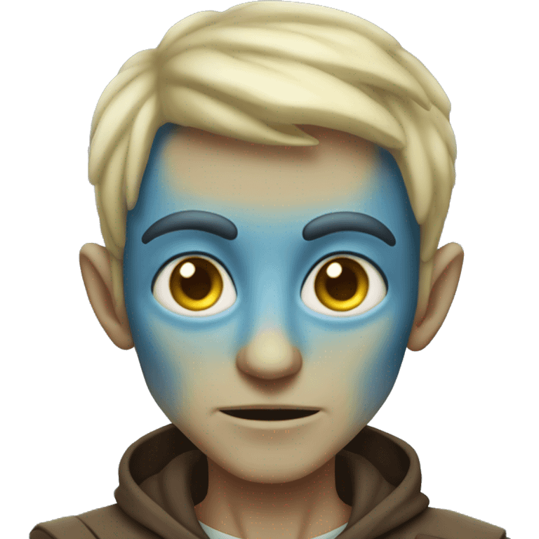 male alien blue skin yellow eyes pointed ears brown hair emoji