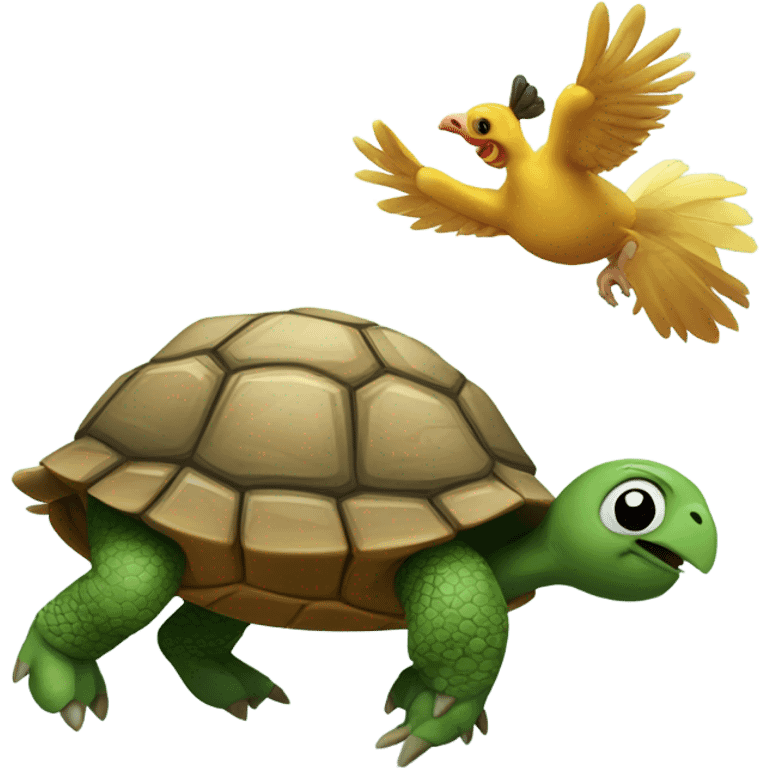 Turtle with chicken dancing emoji