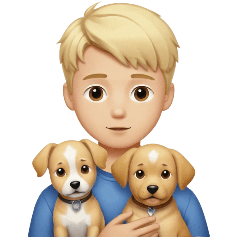 blonde boy with dog portrait emoji