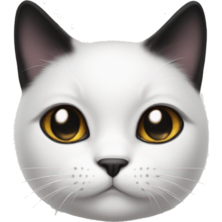 white cat with black ears and black spot on face around eyebrow  emoji