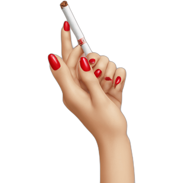 hand red nails rolling cigarette emoji