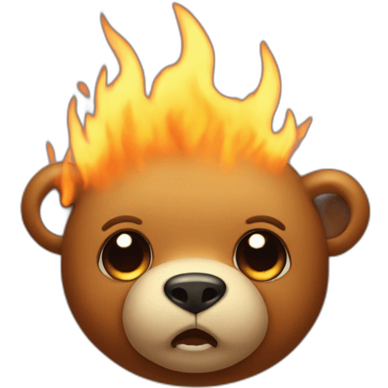 Cute bear burns it's head emoji