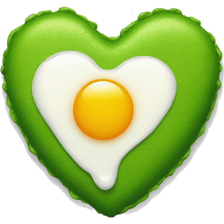 Green heart with a fried egg  emoji