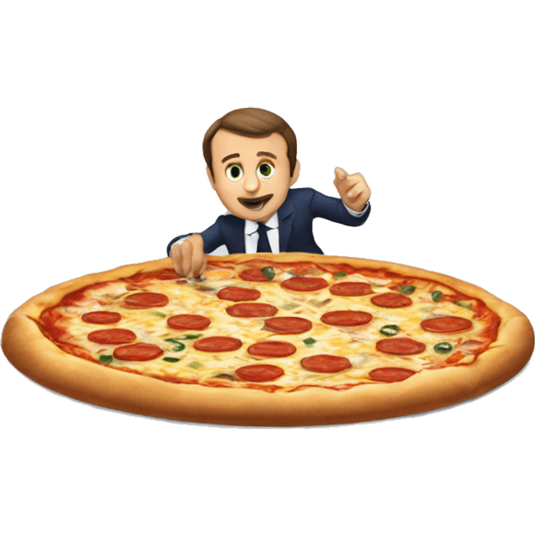 Macron entrain de manger une pizza  emoji