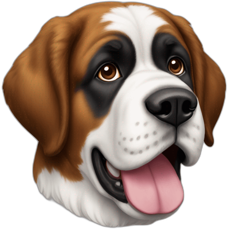 Saint Bernard dog with a dark head and a white stripe on the nose emoji