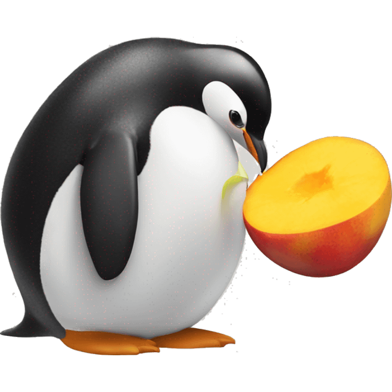 penguin eating a mango  emoji