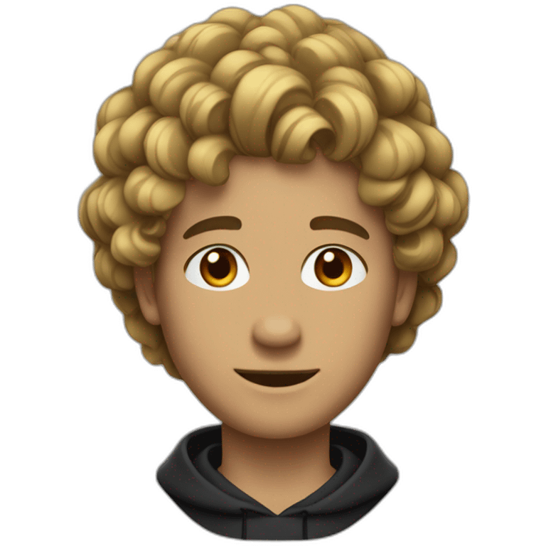 Jeunne homme noir au cheveux noir bouclées emoji