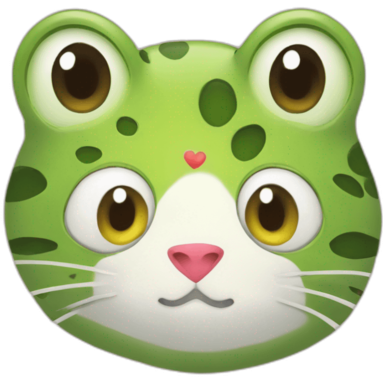 Frog and cat with heart above emoji