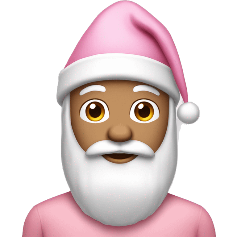 white raced santa wearing a light pink santa suit and a light pink santa hat  emoji