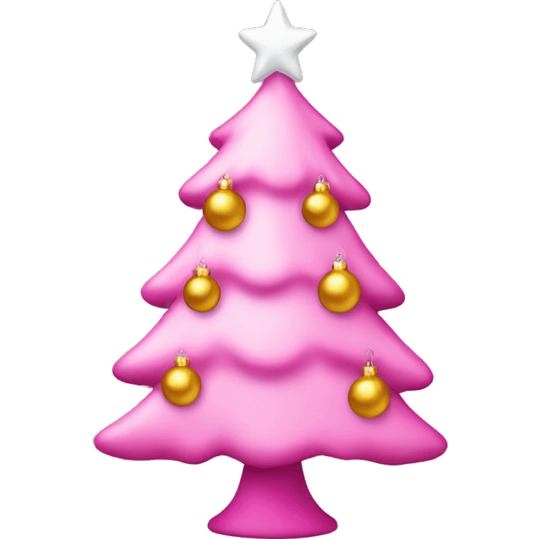 Pink Christmas tree with ornaments emoji