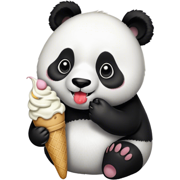 Panda eating ice cream emoji