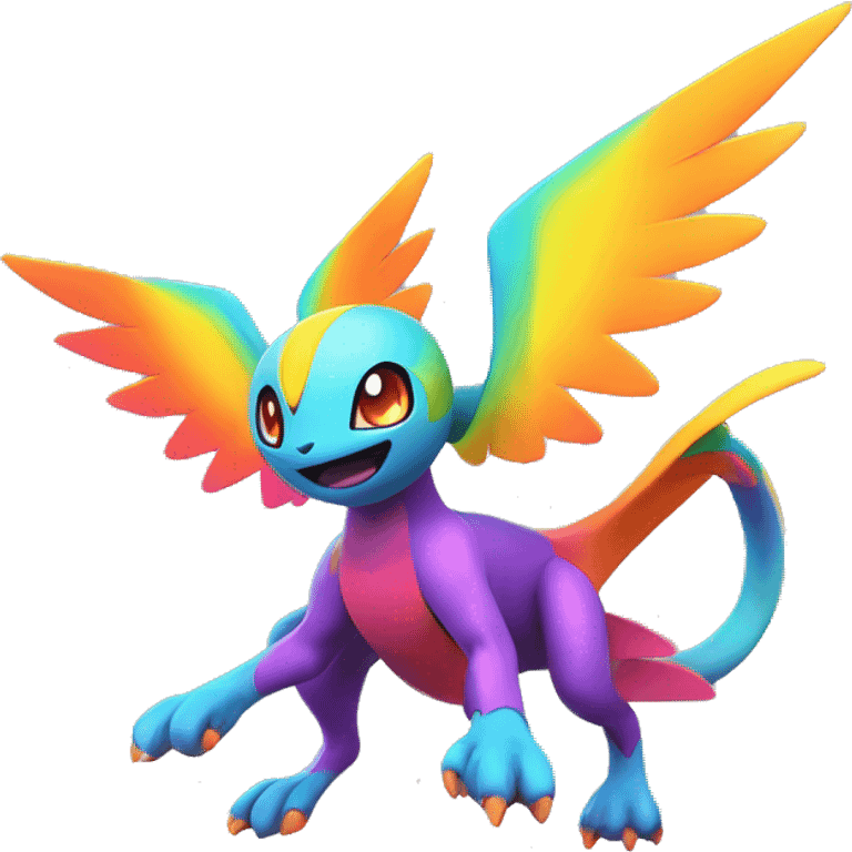 Colorful Neon Colors Vibrant Colors Flying Futuristic Fakémon-Pokémon-Creature Full Body emoji