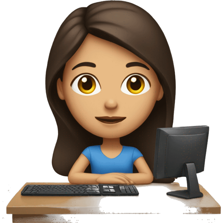 Brunette at the computer emoji