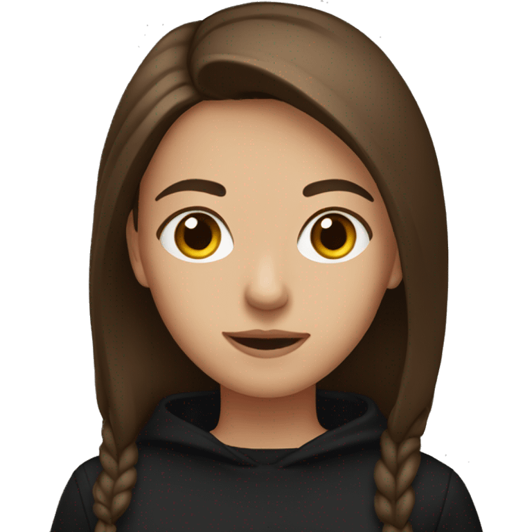 Girl with straight brown hair in a black pullover emoji