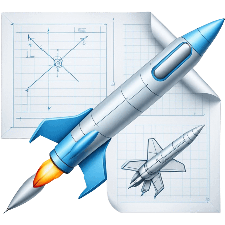 engineering drawing of the missile on the paper emoji