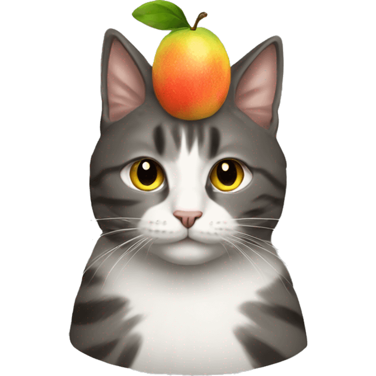 Cat wearing a fruit hat emoji