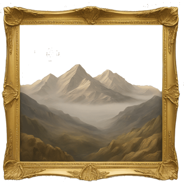 Drawing of mountains in Gold frame  emoji