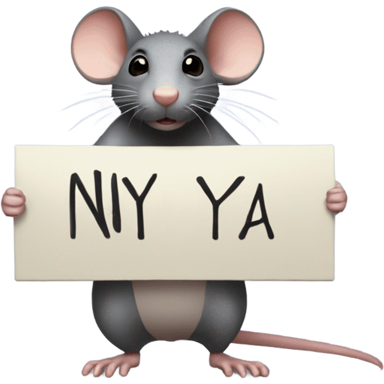 A rat holds a sign with the inscription: NY YA emoji