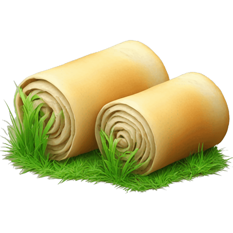 Two rolls of dough with grass growing on top emoji