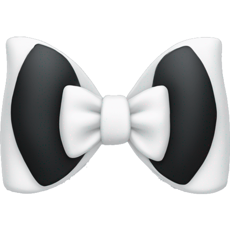 White bow with black cat design on it emoji