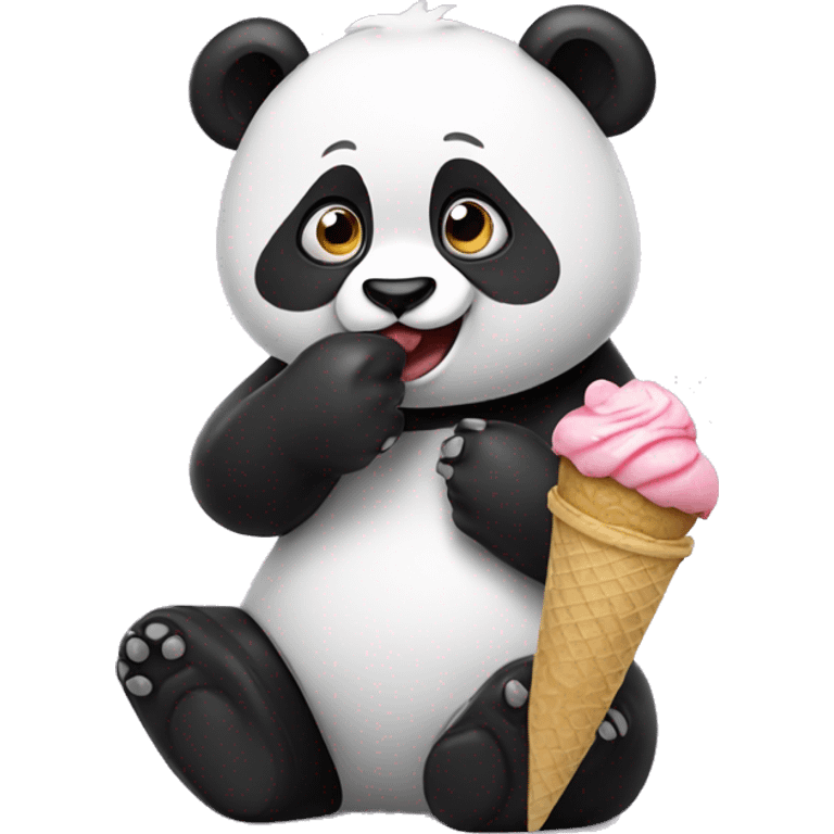 Panda eating ice cream emoji