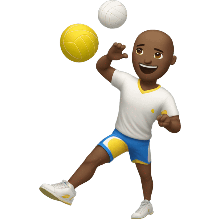 Man in shorts playing volleyball hitting a ball emoji