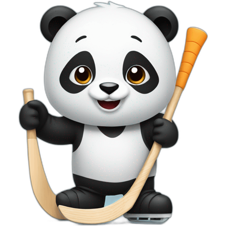 Panda play hockey emoji