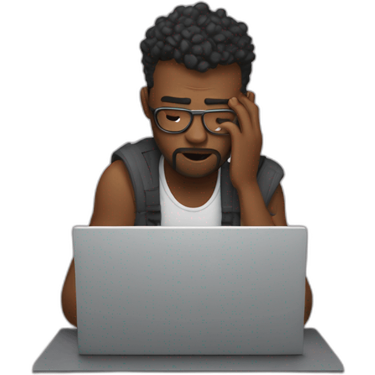 ux designer on a laptop having a breakdown emoji