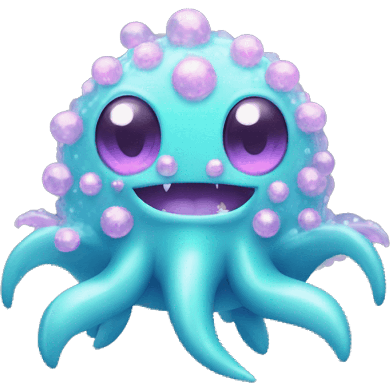 neon pastel kawaii bedazzled sea monster with fur    emoji