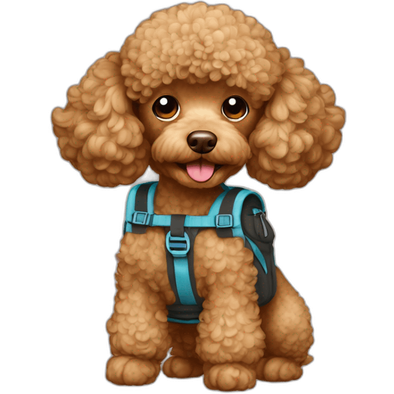 Light brown toy poodle with a backpack emoji