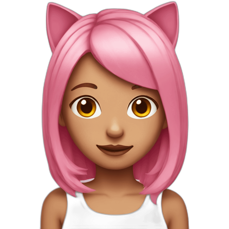 Pink Hair Girl with Cat ears emoji