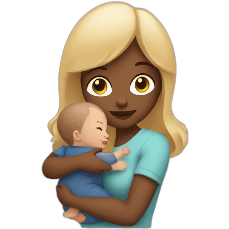 A white women holding a baby  emoji