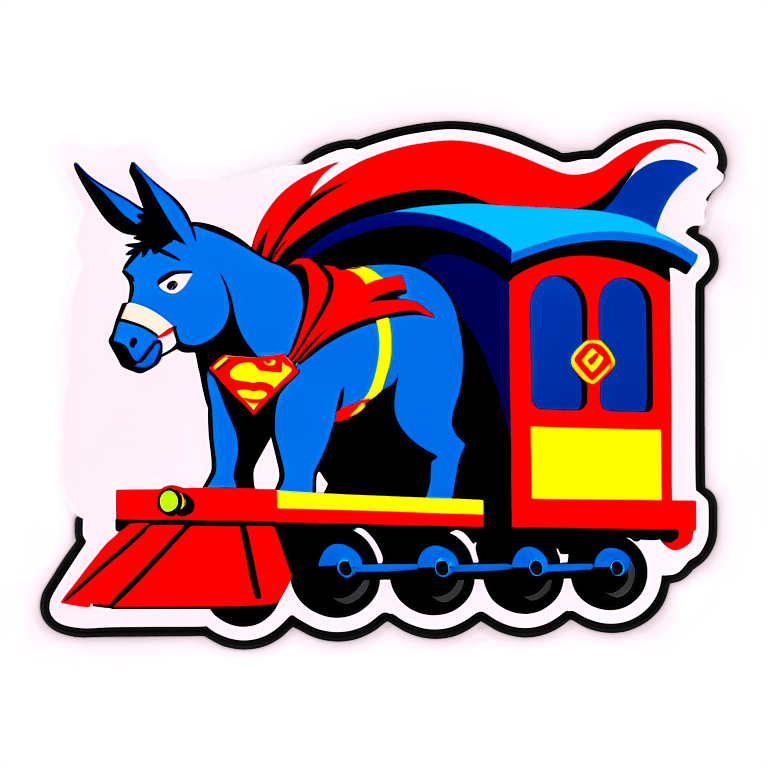 Superman donkey pulls a train emoji