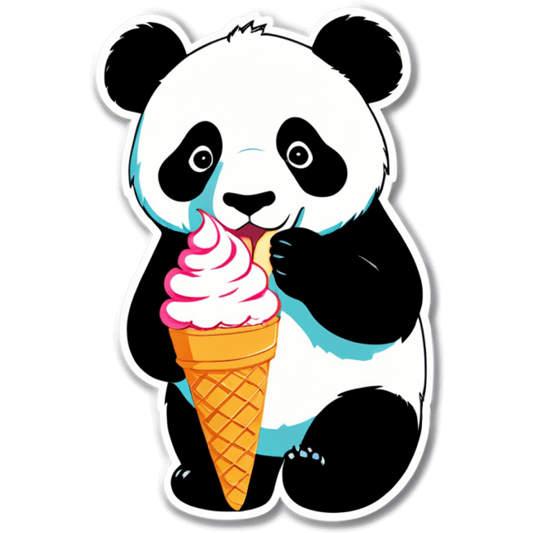 Panda eating ice cream emoji