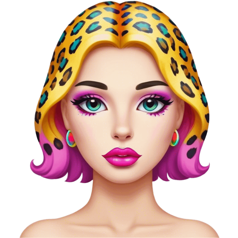 Lush lips with rainbow colored leopard print emoji