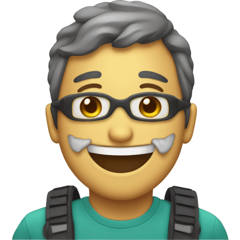 Emoji serio con una máscara sonriendo  emoji